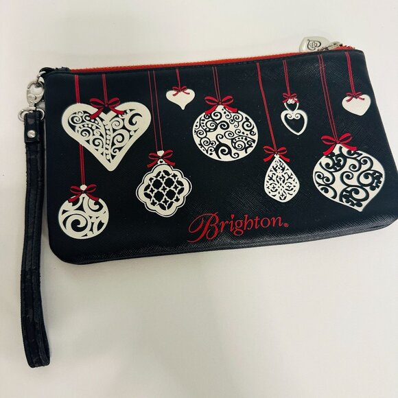 Brighton Love Notes Wristlet Christmas Holiday Ornament Design Black Red & White - Picture 1 of 10